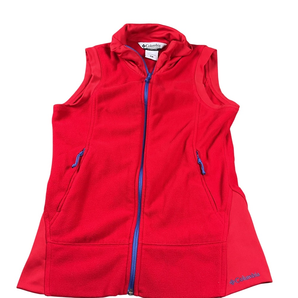Columbia Red Fleece Vest Women's Size‎ S Zip Up Outdoor Warm Layering